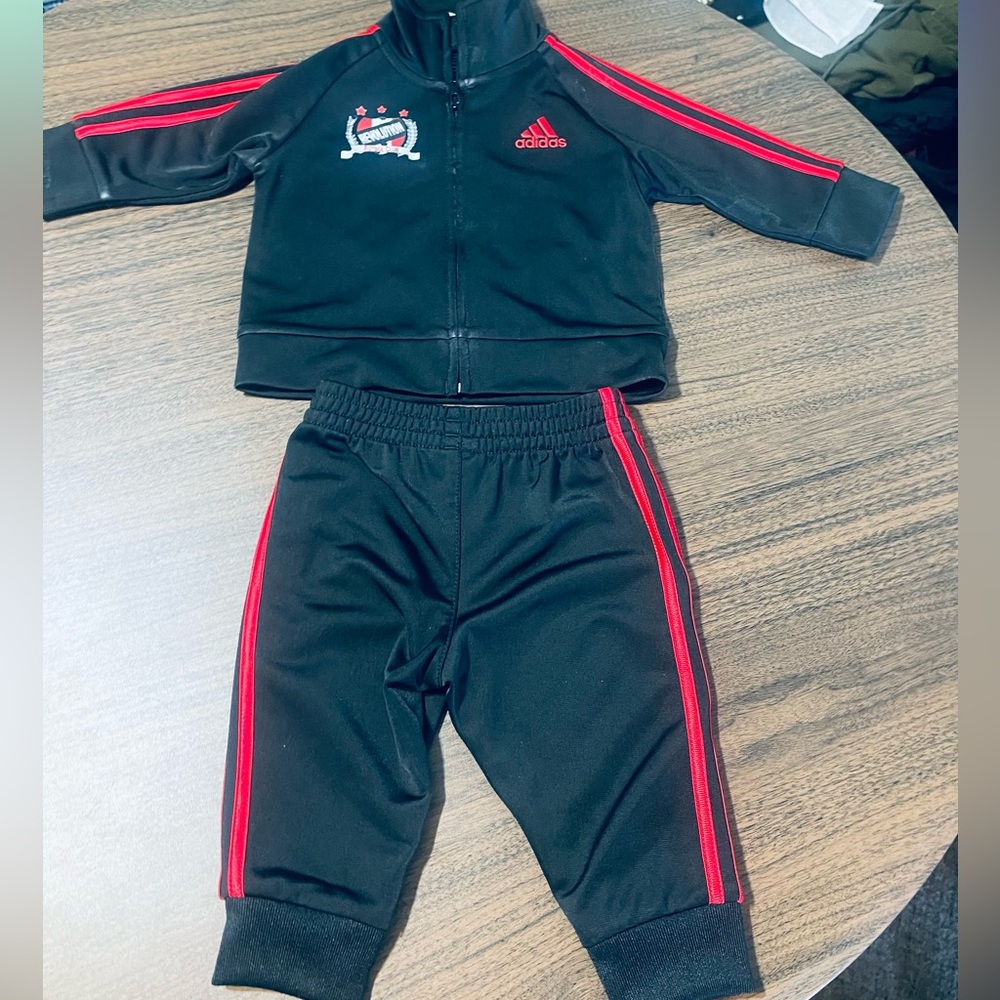 adidas Kids Black and Red Track Set
